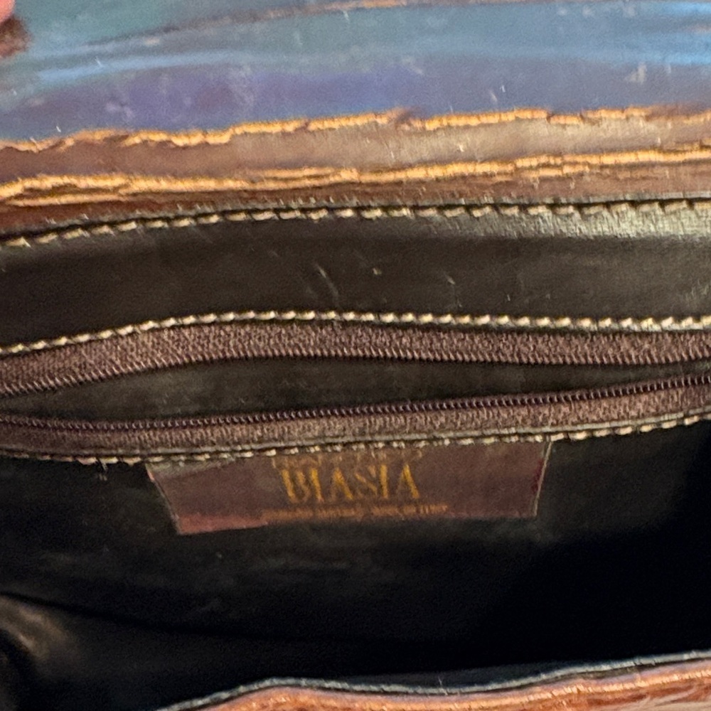 Vintage Francesco Biasia Brown Crocodile-Embossed Crossbody Bag - Picture 9 of 15